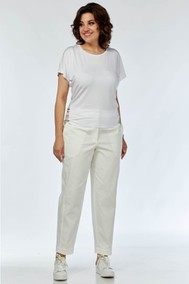 Модель М-1545/А302 Блуза- молочный, принт; Брюки- молочный Anna Majewska