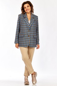 Модель 1014 клетка чёрный +голубой +бежевый Rishelie