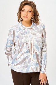 Модель 883.1 молочный, принт «бежево-голубые тропические листья» Swallow