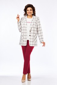 Модель 1198/1 жакет в клетку + красные брюки Милора-стиль