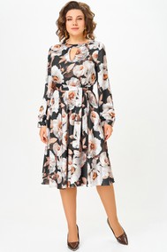 Модель 707.2 чёрный/принт «бежево-молочные пионы» Swallow