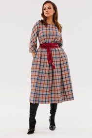 Модель 1136 марсала (принт клетка) Anastasia