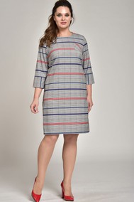 Модель 1377 Серый в клетку,синие и красные полоски Lady Style Classic