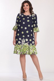 Модель 1566/8 Темно-синимй с салатовыми цветочками Lady Style Classic