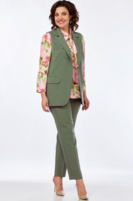 Модель 999 полынь+розовые цветы Vilena fashion