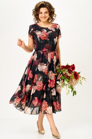 Модель 900.5 черный/принт « Розовые розы» Swallow