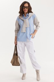 Модель 2693 бежевый+ голубая полоска Магия Моды