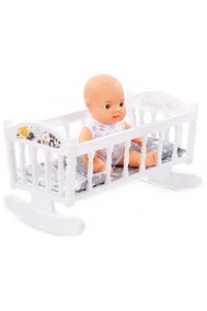 Пупс Славный (24 см) + кроватка-качалка №4 (8 элементов) (в пакете)