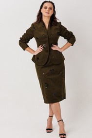 Модель 12971 коричневый, расшитый черными пайетками, короткая юбка MisLana