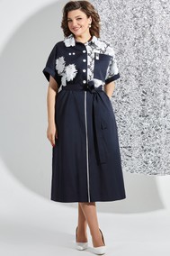 Модель 5537 темно-синий+белые цветы Mira Fashion