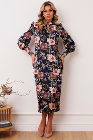 Модель 2915 темно-синий_цветы Мода-Юрс