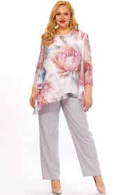 Модель 2467 белый, розовый принт, серый Элль-стиль