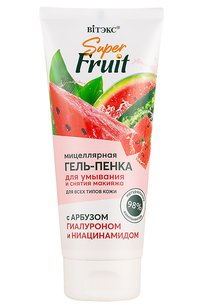 SUPER FRUIT Мицеллярная гель-пенка для умывания и снятия макияжа с арбузом, гиалуроном и ниацинамидом 200 мл