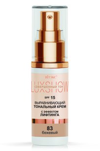 LuxShow Выравнивающий ТОНАЛЬНЫЙ КРЕМ С ЭФФЕКТОМ ЛИФТИНГА SPF15, тон 83 Бежевый 30 мл