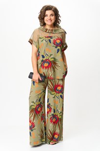 Модель 1426 хаки+цветы Michel Chic